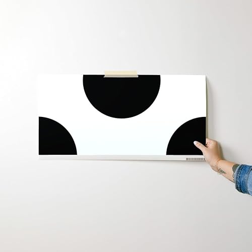 Miniatura 10 de Papel tapiz autoadhesivo de 3 x 2 pies, diseño de lunares, círculos negros y blancos, diseño geométrico moderno, extraíble, por Spoonflower