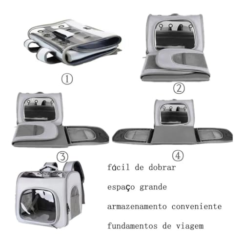 Mochila De Transporte Pet Passeio Viagem Cores Bolsa Visão Panorâmica Astronauta Cães Gatos (Cinza)