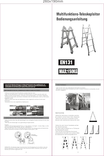 Note 1,1 SEHR GUT Warentestonline.de 05/2025/20251469 Worktekk® Profi 4/7/14 Sprossen Teleskopleiter Aluleiter Mehrzweckleiter Klappleiter Bockleiter Alu Malerleiter Multifunktionsleiter Little Giant