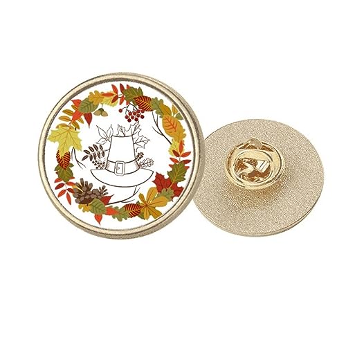 Broche ronde en métal doré M pour Thanksgiving - Garland