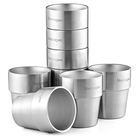Hivexagon 300ml Set aus 8 Doppelwandigen Edelstahl becher edelstahl tasse- Ideal Cover