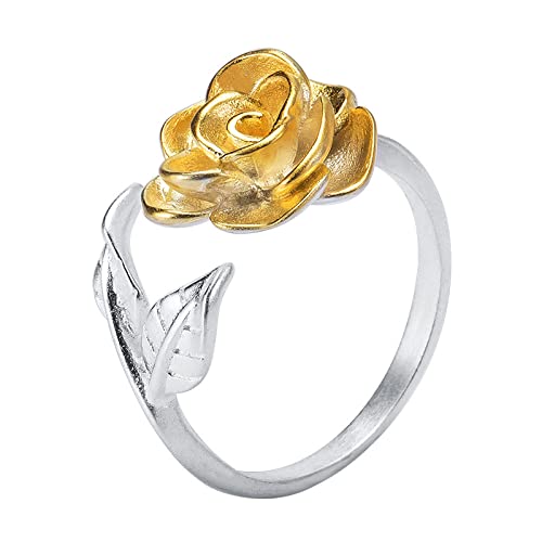 Bague ajustable motif rose pour femme cadeau d'anniversaire au charme classique