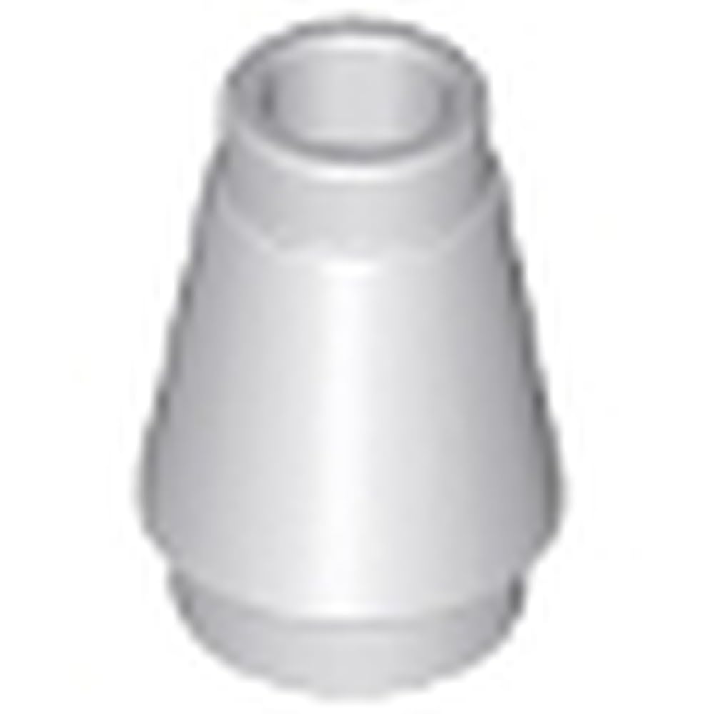 LEGO Cone Building Block, 1 x 1 with Top Groove, Part 4589b (Light Bluish Gray, 10, count)