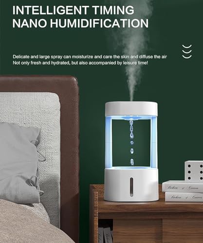 Image of Anti Gravity Humidifier Water Drop Humidifier - Antigravity Humidifier Levitating Water Floating Water Machine, Rain Humidifier Rain Cloud Humidifier Water Drip Hydra Lamp (White)