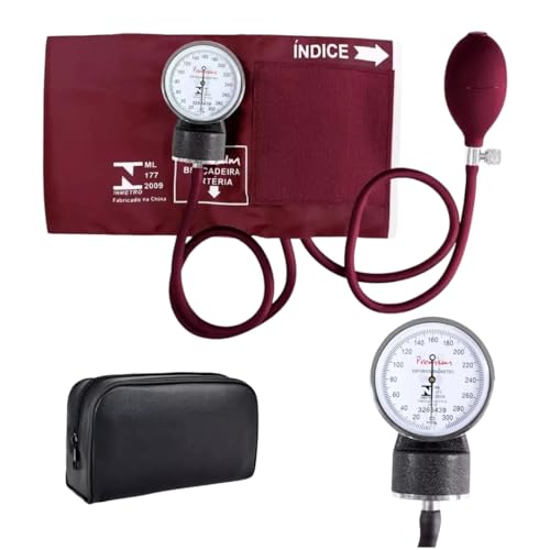 Esfigmomanometro Aneroide Premium, Braçadeira Resistente, Medidor de Pressão de Braço Manual (Vinho)