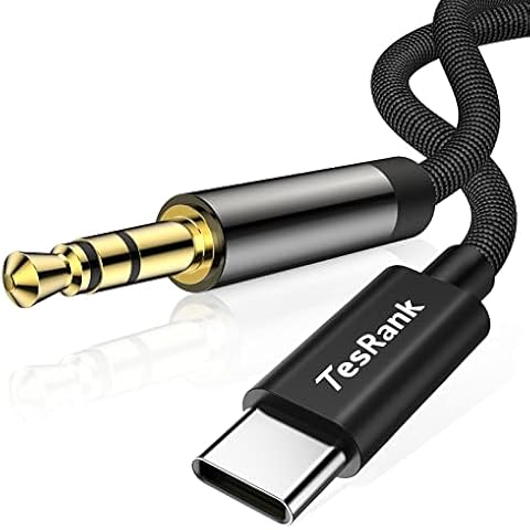 TesRank USB C Klinke Aux Kabel Auto, USB C auf 3.5mm Jack Stereos Klinkenkabel für Handy Typ C/Huawei/Samsung/Xiaomi/Oneplus/Google Pixel-1M Cover