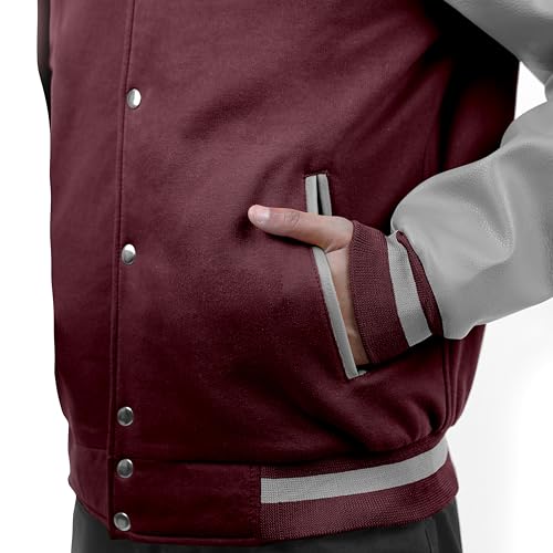 Image of Baseball Wool Letterman Varsity Faux Leather Sleeve For Men | Wool Varsity Bomber Jacket