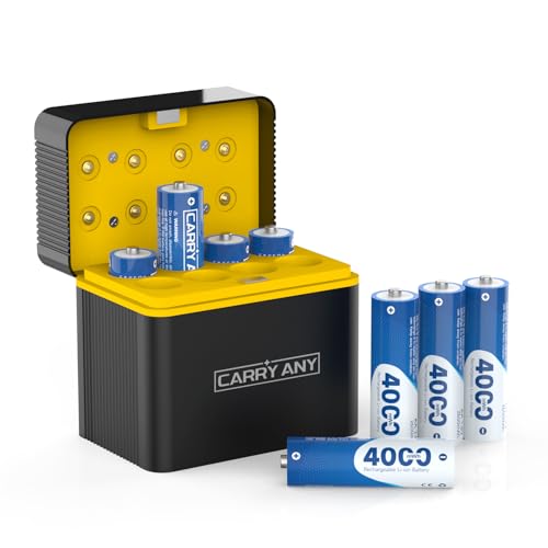 CARRY ANY Rechargeable AA Batteries Lithium 8 Pack with Charger - 1.5V 4000mWh High Capacity Rechargeable AA Battery, Li-ion Doubel A Batteries for Blink Outdoor Camera