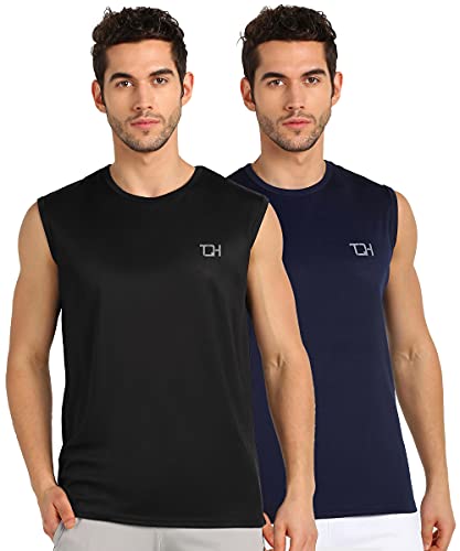 Image of TQH Sleeveless T Shirts for Men | Vest for Men | Tank Top Man | Sando for Man | Men's Sleeveless Gym Vest Round Neck Solid Casual T-Shirt for Workout Running Sports Beach