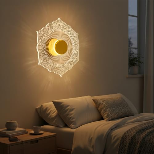 Image of Lamp master Florenza 3-in-1 LED Wall & Ceiling Light | Decorative Gold Mandala Lamp | Elegant Wall Sconce for Bedroom, Living Room, Hallway, Gallery | 1 Year Warranty