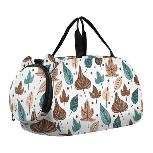 Flower Daisy Yellow Leaves Brown Fall Kids Travel Duffel Bag for Boys Girls Overnight Weekend Tote Bag with Shoes Compartment for Gym Sports Dance