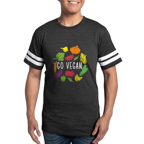 CafePress Go Vegan Vegetarian Veganism Animal Rights T Shirt Men's Football T-Shirt Smoke Gray
