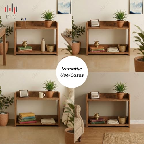Image of DFC Element Crysta Shelf for Home, Living Room & Bedroom | Engineered Wood Storage Shelf with Open Display Design | Space Saving Organizer for Books, Decor & Daily Essentials (Natural Oak, 2 Level)