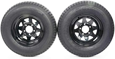 13" Trailer Wheel & Tire with Bias ST175/80D13 Tire Mounted (5x4.5 bolt circle) Black Spoke, Set of 2