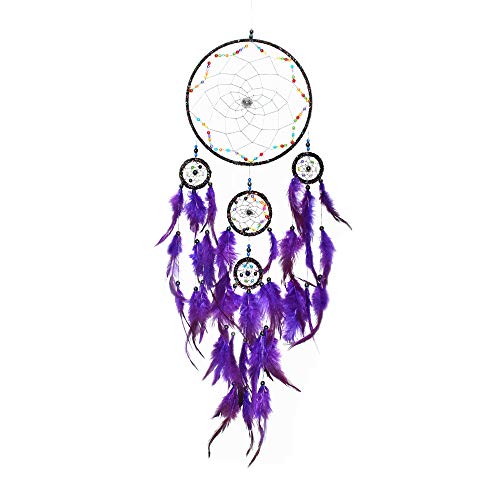 DrCor Large Dream Catchers For Wall Handmade Purple Dream Catcher For Bedroom Native American Wall Hanging Home Decoration, 8x30 Inch