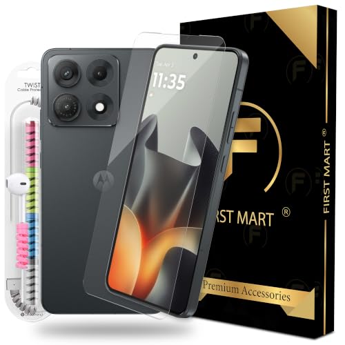 Image of FIRST MART Borderless Tempered Glass for Motorola Edge 70 Max With Cable Protector & Installation Kit | Edge-to-Edge, 9H Scratch Resistant, Case-Friendly | Pack of 1