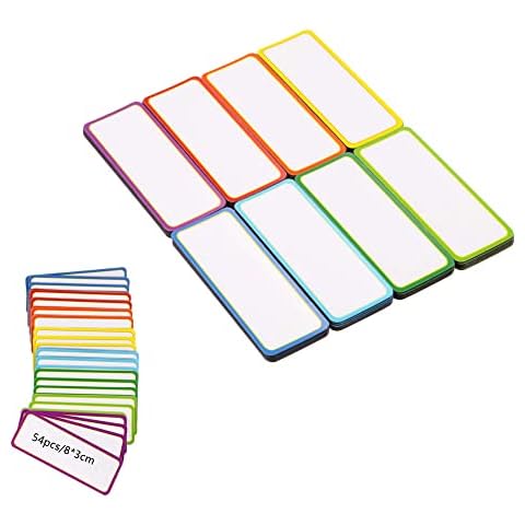 54 Pieces Magnetic Dry Erase Labels Name Plate Tags Flexible Magnetic Label Stickers for Whiteboards Refrigerator Crafts (8x3cm) Cover