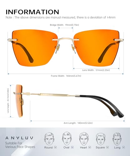 Image of ANYLUV Rimless Blue Light Glasses for Women /Men, Fashion Lightweight Blue Light Blocking Glasses with Stylish Metal Temples