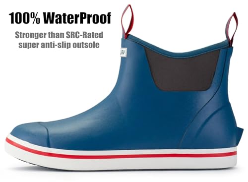 Image of SUREWAY Men's Deck Boots Professional Non-Slip Fishing & Ankle Boating Boot Waterproof Rain Boots, Lightweight Neoprene Rubber Deck Boots