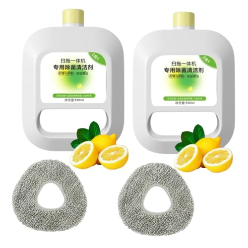 Limpiador multisuperficies de 930 ml compatible con el accesorio for aspiradora robótica Narwal Freo/Freo X Ultra, j1/j2/j3/j4 - Aroma a limón y albahaca - Solución for limpieza de suelos(2packs(62.9