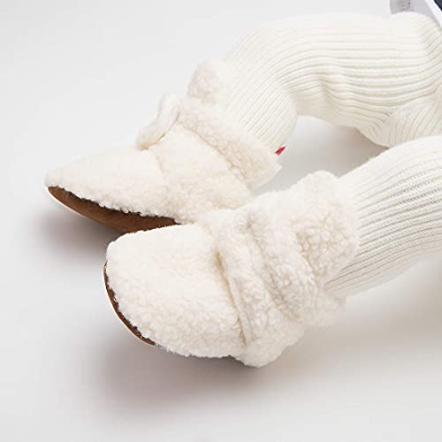Sawimlgy Newborn Infant Baby Girl Boy Cotton Booties Stay On Sock Slippers Soft Bedroom Shoes Non-Skid Ankle Boots With Grippers Toddler Crib Warm Shoe First Walker Birthday Shower Gift #TOP2