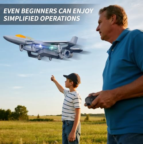 Image of 4DRC V50 RC Plane, 2 Start Modes, Lights, 360 Flip, Headless Mode, 3 Speed, 2 Batteries, 2.4 GHz Remote Control Sail, Fighter Aircraft, Toy, Gift Children, Adults, Beginners