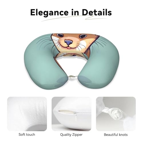 Almohada de viaje con estampado de nutrias suaves miniatura 4