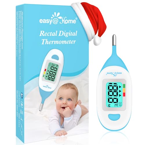 Easy@Home Baby Rectal Thermometer with Fever Indicator - Perfect Newborn & Infant Digital Thermometer with LCD Display Reading Body Temperature-Kid and Baby Item with Accurate Fast Reading - EMT-027