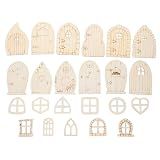 PAMINGONO 96 Stück Selbstgemacht Feentür aus Sperrholz mit Verformungs und Bruchfestigkeit Miniatur Holztüren zum Bemalen für Holzkunst und Kinder
