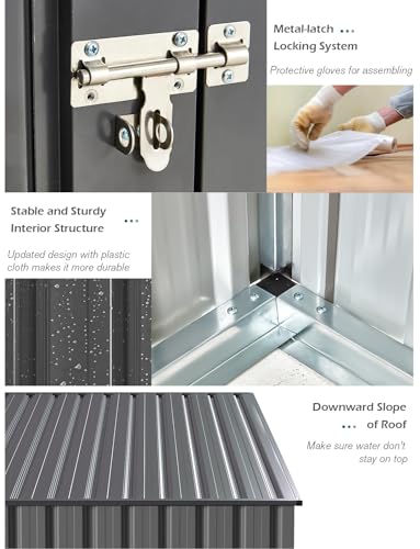 image for AECOJOY Outdoor Storage Shed Lean to, 4.2' x 7' Small Metal Wall Side 