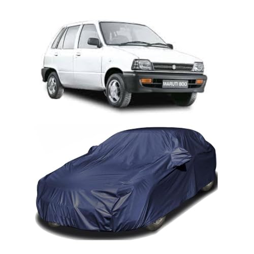 Image of Car Body Cover Compatible with Maruti 800 | Water, Dust & UV Protection | Mirror Pockets | Elastic Grip | Triple Stitch 800 Car Cover (Blue)