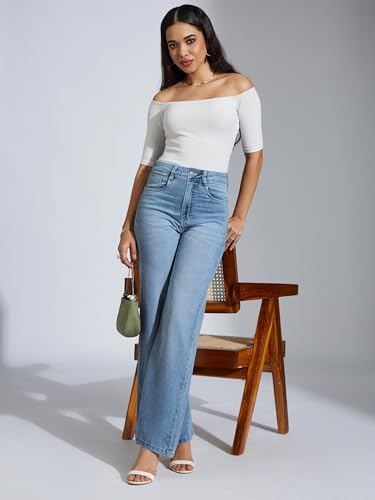 Image of Miss Chase Women's Wide-Leg High-Rise Regular-Length Stretchable Shaping Denim Jeans