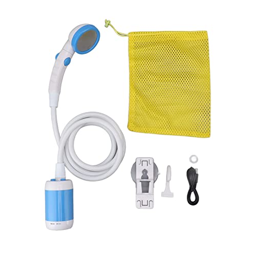 Gavigain Portable Outdoor Shower, Electric Shower Outdoor Shower Pump Stainless Steel PVC 3 Gear Electric Camping Shower Pump for Hiking Backpacking Camping Travel Beach Pet (Sky Blue)