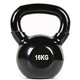 JLDN Hierro Pesa Rusa Hierro Fundido, Fitness Neopreno Kettlebell portátil Antideslizante asa, Kettlebells fisicoculturismo Entrenamiento con Pesas,Black_16Kg