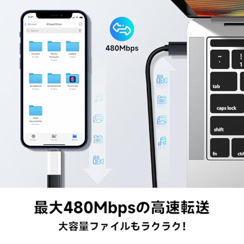 JCJCLY Type C から ライトニング変換用アダプタ 2枚セット タイプC to ライトニング変換アダプター PD充電&480Mbpsデータ転送(PC間のみ対応) 【OTG機能とイヤホンと外部メモリ非対応】軽量小型 iOS usb-c lightning 変換アダプター iPhone14/13/12 充電専用 JCJC-IPTOCBAI