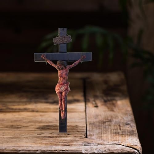 SM SunniMix Jesus Crucifixo Cruzes Estatueta Mesa Decoração de Casa para Quarto Ao Ar Livre Casa