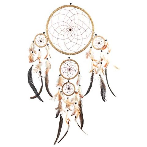Pink Pineapple Large Handmade Bohemian Dream Catcher Ethical Hanging Dreamcatcher Wall Art with Natural String Feathers and Beads with Traditional Crochet Design (22 x 60 cm) Cover