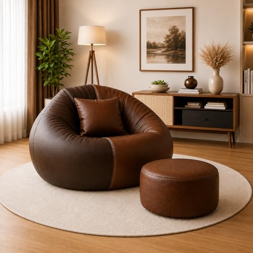 Image of karuto 4XL Tear Drop Bean Bag Cover (Without Beans) (Tan::Brown, XXXXL)