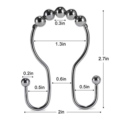 Goowin Shower Curtain Hooks, 12 Pcs Shower Curtain Rings, Stainless Steel Roller Rust-Resistant Balance Sliding Anti-Drop Double Shower Hooks For Curtain Bathroom Shower Curtains (Chrome) #TOP2