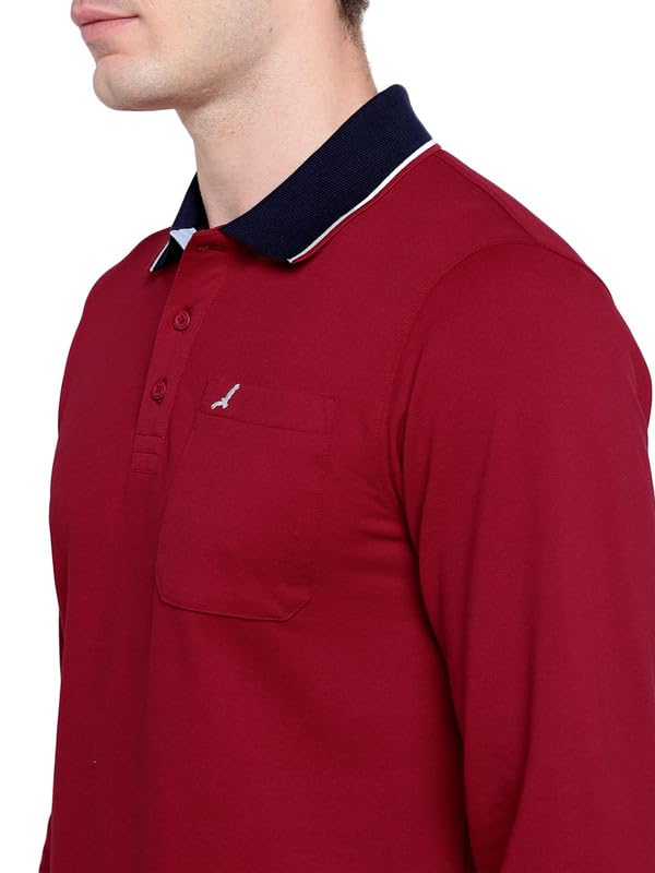 Image of AMERICAN CREW Full Sleeves Polo Collar T-Shirt with Pocket for Men