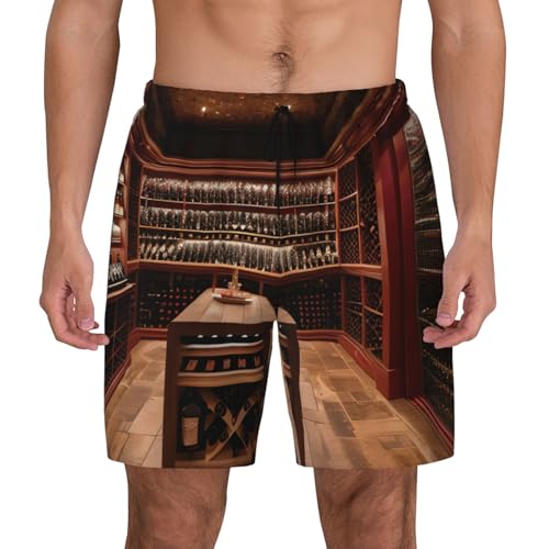 Bañador para hombre con estampado de bodega de vino tinto de secado rápido