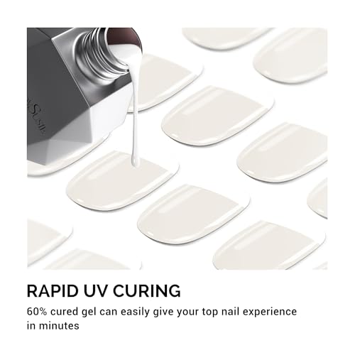 MelodySusie 32Pcs Semi Cured Gel Toe Nail Strips (White French Tips), Pedicure Stickers for Toes, Works with Any UV/LED Lamps, Salon-Quality, Long Lasting, Easy to Apply & Remove