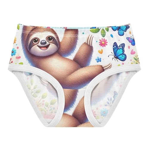 Cotton Toddler Girls Underwear Playful Cute Sloth Floral Colorful Panties for Girl Animal Kids Undies Briefs 2t