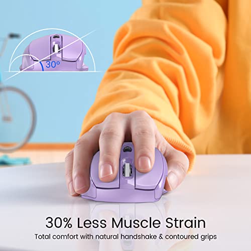 Hotweems D-09 Wireless Mouse For Laptop - Ergonomic Plus Computer Usb Cordless Mice, Ergo Grips, Lightspeed 5-Level 2400 Dpi, 16 Months Battery, Portable For Pc Mac Chromebook, 6 Button,Taro Purple #TOP1