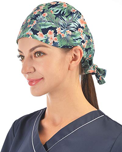 Kousenpu Adjustable Working Cap With Sweatband, Bouffant Tie Back Hat, Suitable For Men And Women, One Size Multi Color (Color U) #TOP3