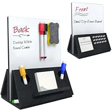 BXI Felt Small Desktop Whiteboard Combo- 8 x 10 Inches Double-Sided Magnetic Dry Erase Board, Portable Reusable Desk Notepad with Stand, Versatile Writing Sticky Note Board for Office Home School