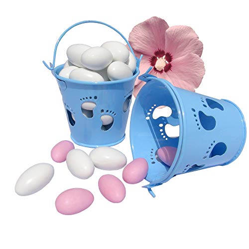 EinsSein 5X Mini Seau Jeu de Pieds 5,5x6,2cm Bleu Clair boites Carton Boite Cadeaux canetons decorer a Dragees Dentelle Mariage dragee dragée dragee Chocolat confettis Fete Bapteme Table Invite Deco