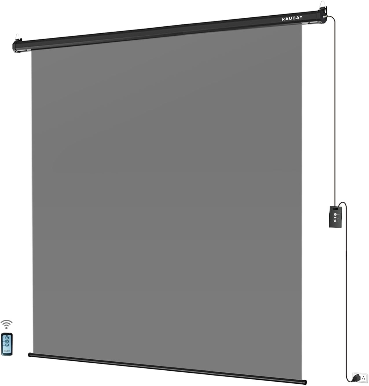 Motorized Pull Down Grey Screen Backdrop - 78.7" x 86.6" Collapsible Wall-Mount Background for Professional Video Production, Photography Studio, Video Conferencing and YouTube, TikTok Creator