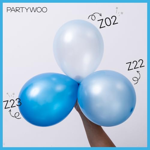 Image of PartyWoo Pearl Light Blue Balloons 140pcs Different Sizes Pack of 18 12 10 5 Inch Baby Pastel Blue Balloons for Graduation Baby Shower Gender Reveal Under The Sea Birthday Party Decorations Blue-Z02