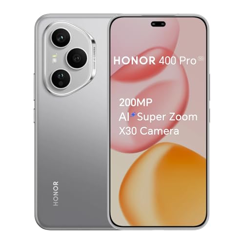 Honor 400 Pro 5G Smartphone 12 GB 512 GB, Triple Cámara IA de 200 MP, Snapdragon 8 Gen 3, Pantalla AMOLED de 6,7 Pulgadas y 120 Hz, Doble SIM, NFC, Android 15, Gris